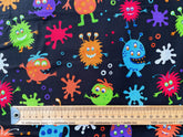 Craft Cotton Company Funny Monsters Cotton Print Fabric, Black